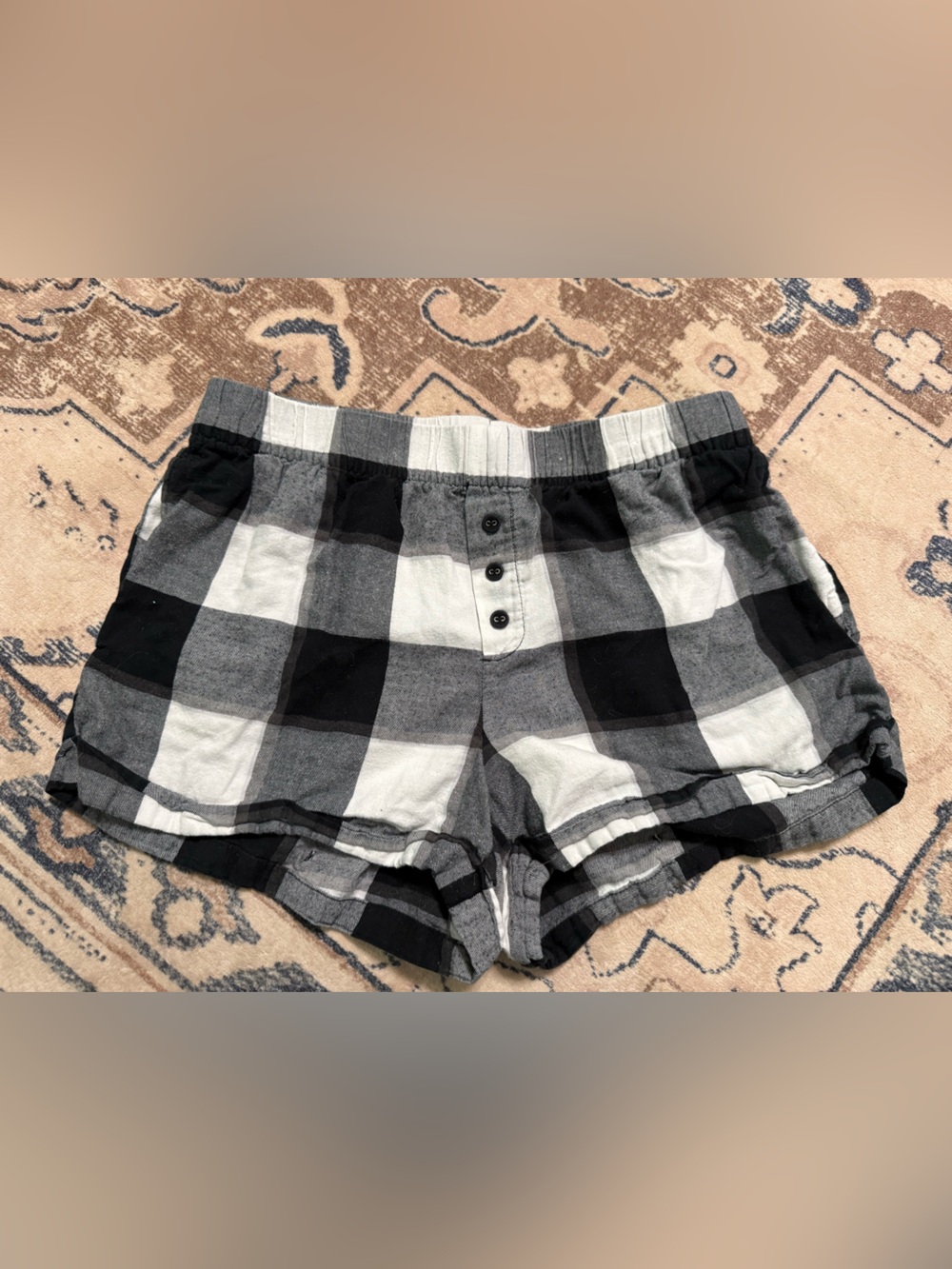 stars above Black and White Plaid Women's Shorts